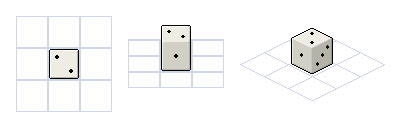 Die projected in three views