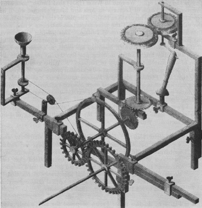 Isometric diagram of struts and gears